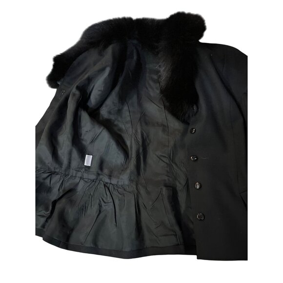 Vintage Peplum Jacket Womens S? Used Black Lined Fuzzy Collar - Picture 11 of 16